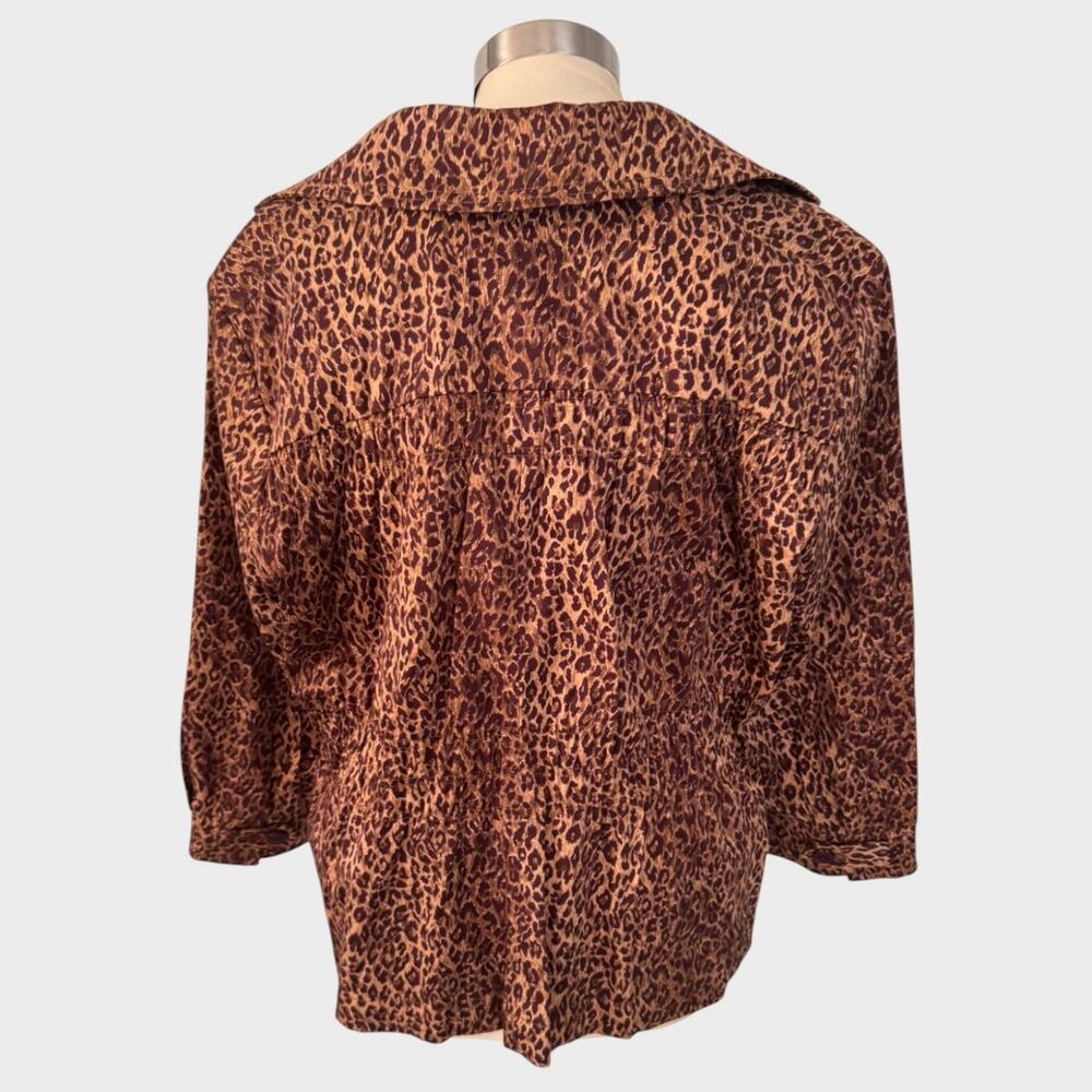 Joan Rivers Leopard/Cheetah Print Cotton Spandex Button Front 3/4 Sleeve Jacket - Picture 5 of 8